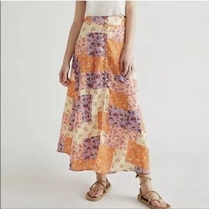 FREE PEOPLE Maxi Skirt Patchwork "Sunrise Combo" 6 Cottagecore